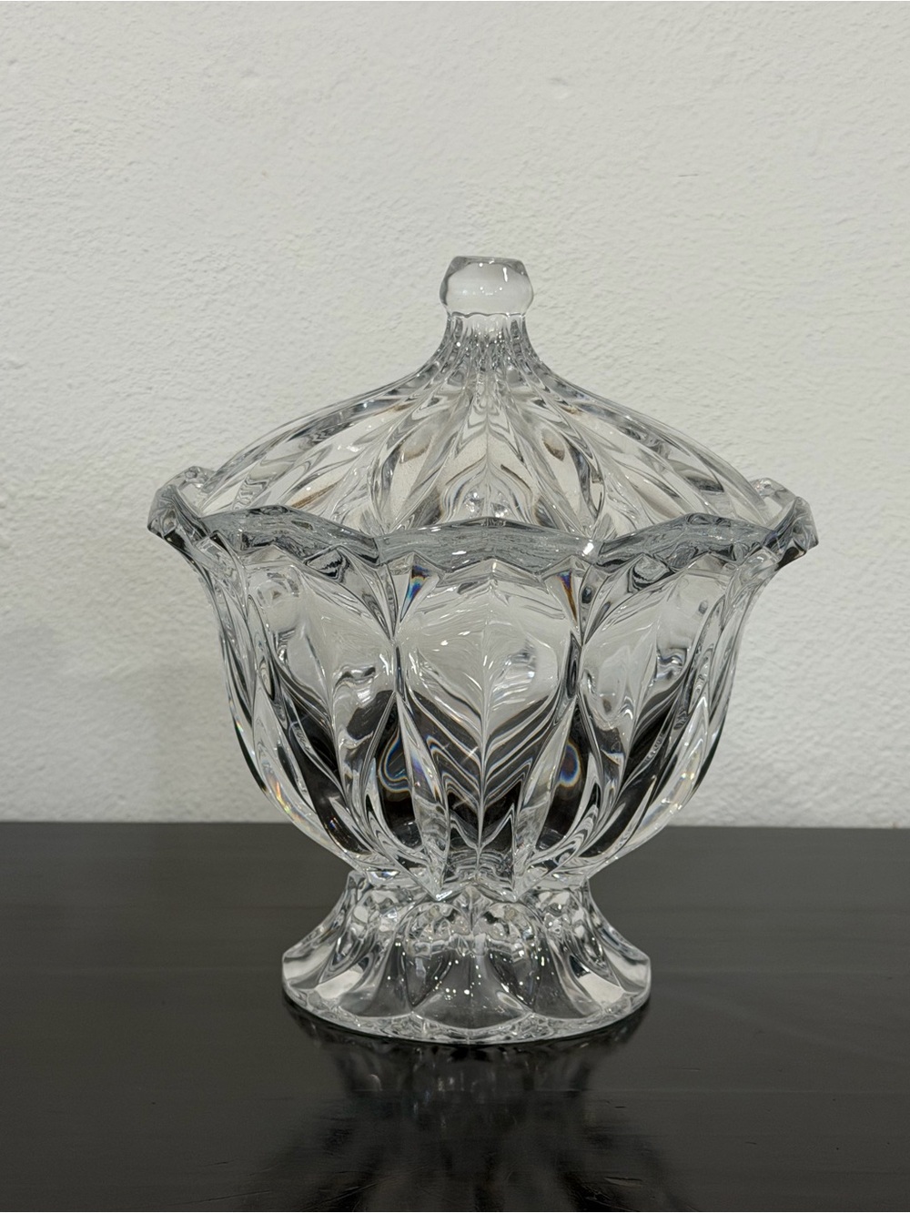 JG Durand lidded crystal compote